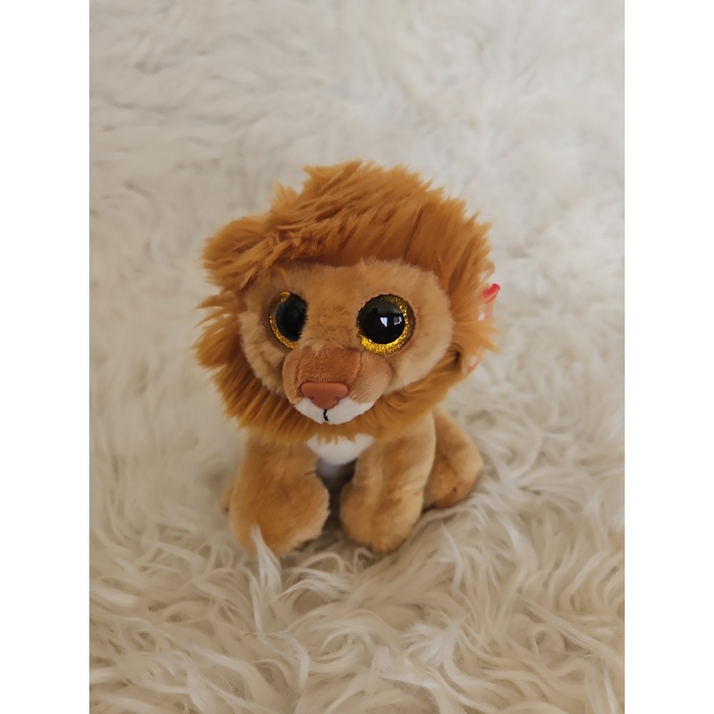 Ty Beanie Boos Louie The Lion Stuffed Animal 8" NWT Cute Gold Eyes Glitter
